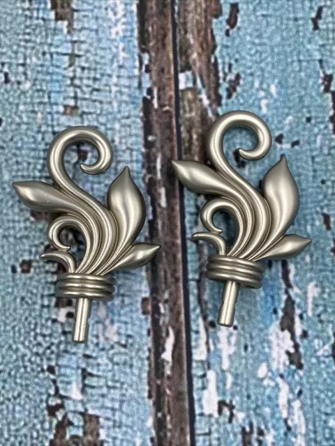 Pair of Rod Desyne 1 inch Satin Nickel Finial Curtain Rod Ends