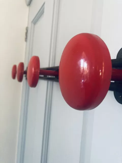 Striking French Art Deco C1930s Vintage Coat/ Bathroom Rack Red & Black