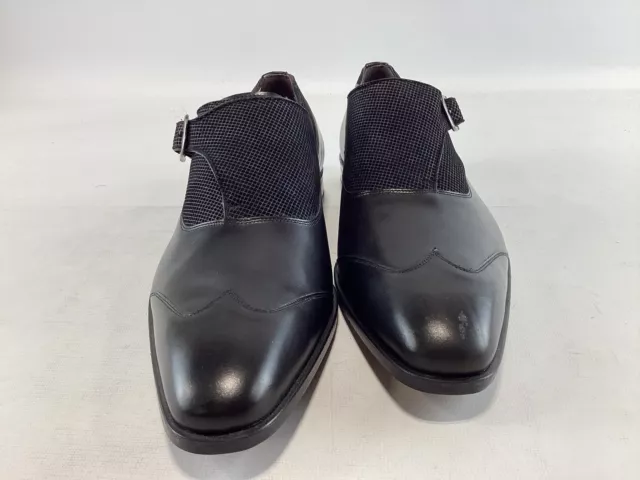 Mens Mezlan Black Gray Leather Amedeo Monk Strap Dress Shoes Size 9 NEW