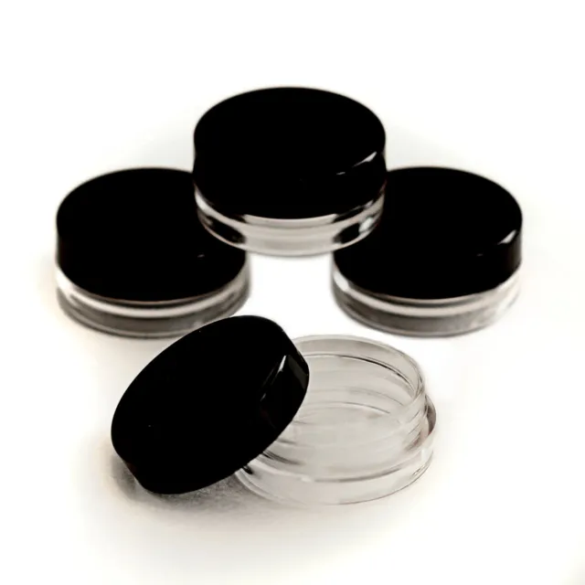 10 x 3ml CLEAR PLASTIC SAMPLE POTS/JARS BEST QUALITY Make-Up/Glitter/Cream jgb10