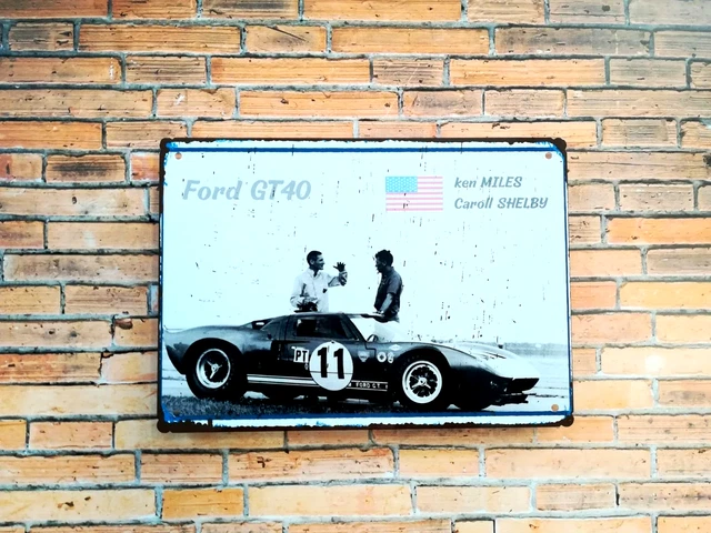Plaque Métal Décorative Ford GT40 – Vintage – Rectangulaire