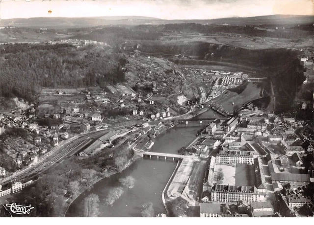 25 .n° 204352.besançon.vue aérienne.le doubs et les prés de vaux. cpsm - 15