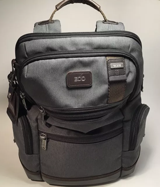 Tumi Alpha Bravo Knox Gray Brown Backpack Nylon Leather Travel Laptop Sleeve