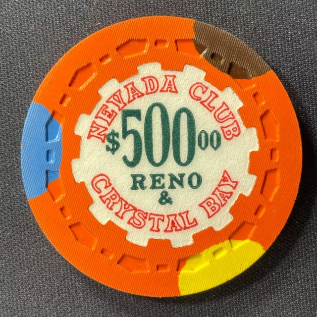 🌟☀️Nevada Club Reno Crystal Bay $500 casino chip obsolete gaming token poker
