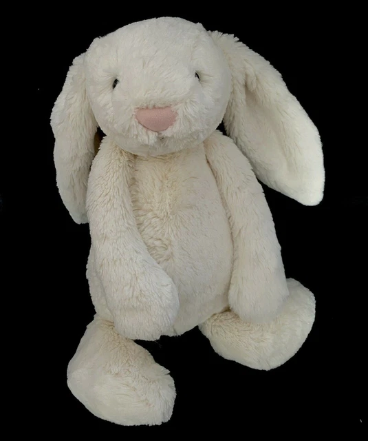 Grand Doudou Peluche Lapin blanc écru blanc nez rose Jellycat London 40 cm