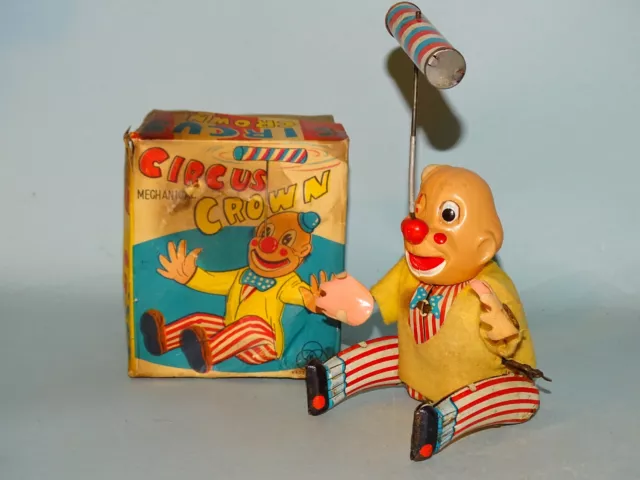 Circus Clown Windup Toy Original Box Japan