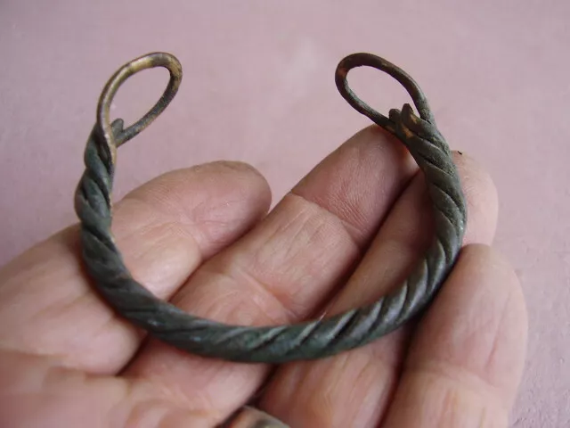 3 strand ANCIENT VIKING BRONZE TWISTED BRACELET CIRCA 800-900 AD