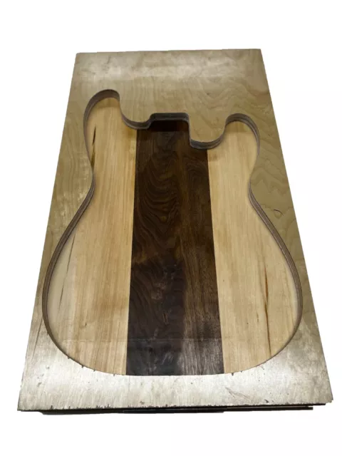 Basswood + Black Walnut Electric/Bass Guitar Body Blank, 3 Piece Glued