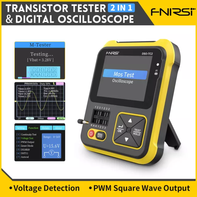 FNIRSI DSO-TC2 2.4"" 200kMHz Handheld Digital Oscilloscope Transistor Tester