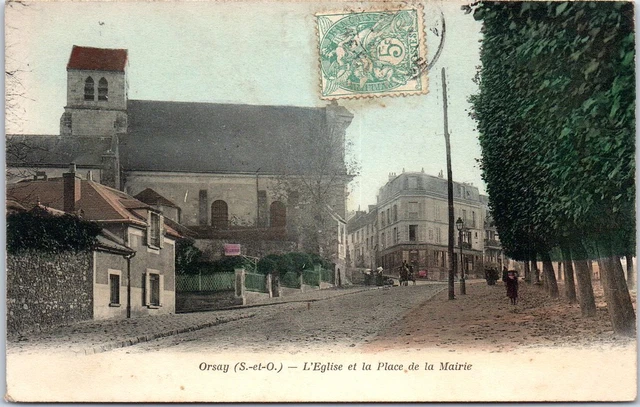 91 ORSAY - l'eglise et la place de la mairie