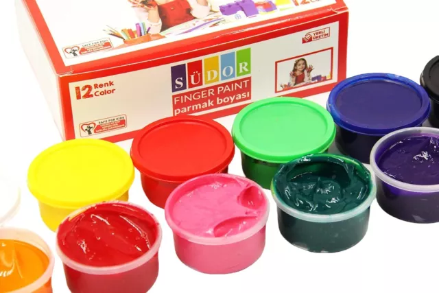 Peinture au doigt pour enfants et bébés 12 couleurs de 30 ml chacune non toxi...