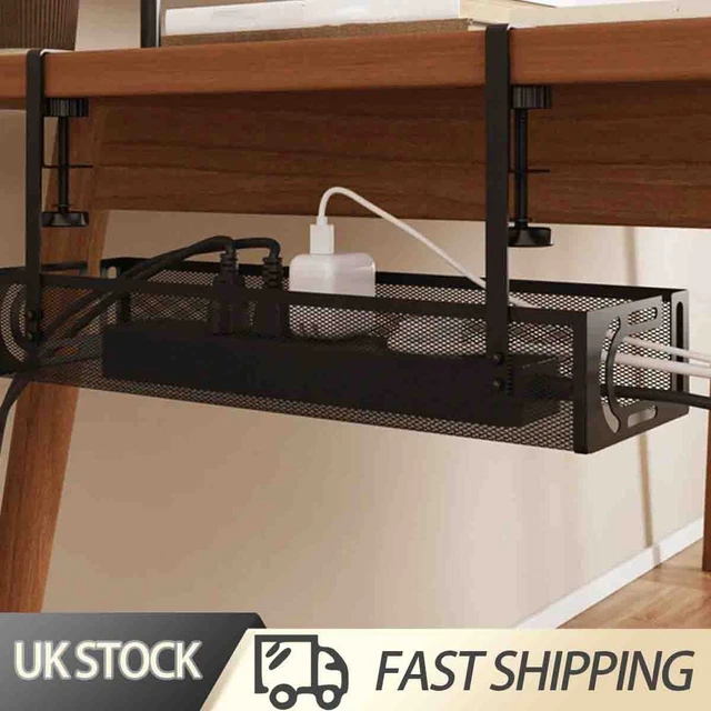 UNDER DESK CABLE Tray Management No Drill Tidy Wire Cord Organizer ...