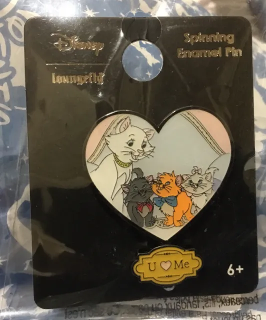 Disney Loungefly The Aristocats Duchess & Kittens "I love you" Spinner Pin, New
