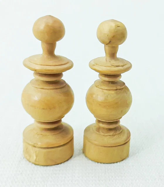 Antique French boxwood carved pair of Bishop , 19th century