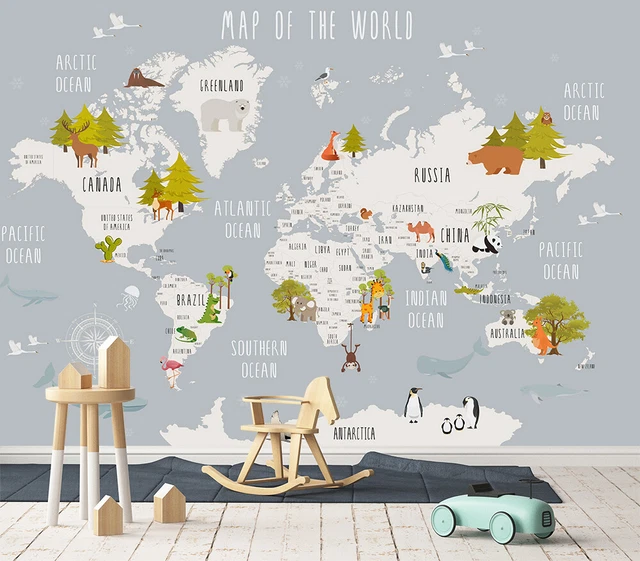 3D CARTOON WORLD Map Wallpaper Wall Mural Removable Self-adhesive 1909 $124.99 - AU - View #5