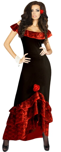 Spanish Mexican Dancer Saloon Can Can Flamenco Senorita Dress Up Costume