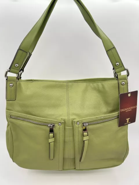 TIGNANELLO NWT Green Leather Purse Handbag Hobo Shoulder Bag Boho