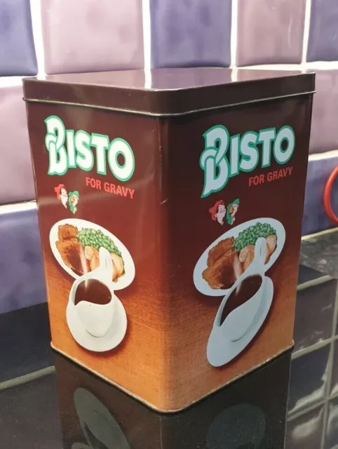 Vintage Retro 1960s Large Bisto Gravy Tin Catering Size 5.75"x 5.75" x 7.75"