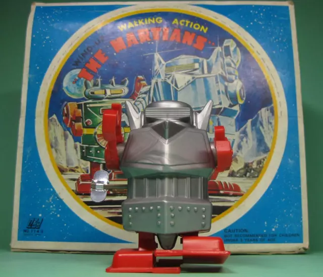 Mechanical Wind Up Walking Robot The Martians Hero Made In Japan From Old Stock!