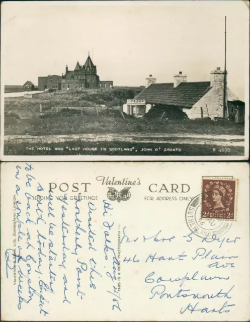 Last house in Scotland John O Groats & Hotel B4690 Valentines RP Real Photo 1956