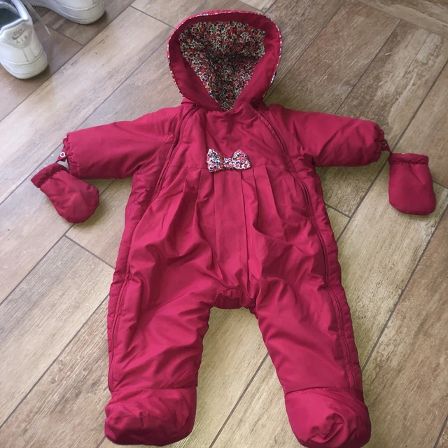 JACADI Neonato splendida tuta Invernale con guantini Bimba 3 mesi Usata 1 Volta