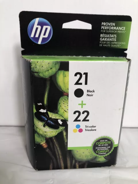 Genuine HP 21 + 22 Black Tri-Color Cartridge Combo Set Exp 1/2018 SEALED BOX