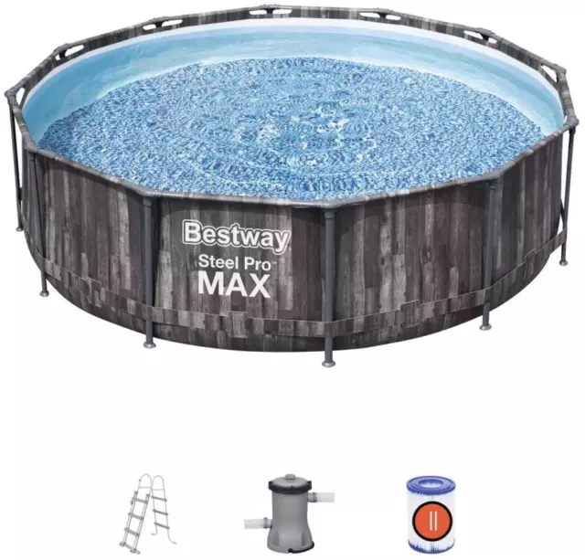 Bestway Steel Pro MAX 5614X Piscina Fuori Terra Rotonda Effetto Legno 366 x...