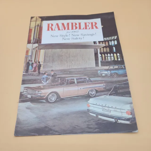 Original 1962 Rambler Full Line Foldout Deluxe Sales Brochure 62 AMC Ambassador