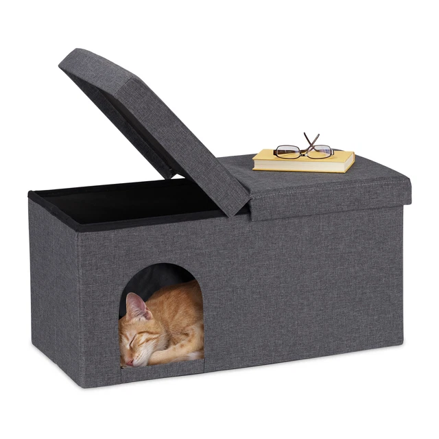 Table D'appoint Pour Chat Avec Niche Et Griffoir - Meuble Multifonction Blanc - Pour Salon, Bout De Canapé