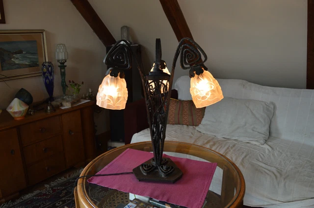 Antique French ART DECO 1930's Edgar Brandt Lamp