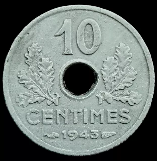 FRANCE ; pièce 10 Centimes Etat Français, petit module de 1943 F.141/2 (1) 2