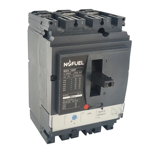 CIRCUIT BREAKER, COMPACT NSX100F, 36kA/415VAC, TMD trip unit 80A, 3p3d ...