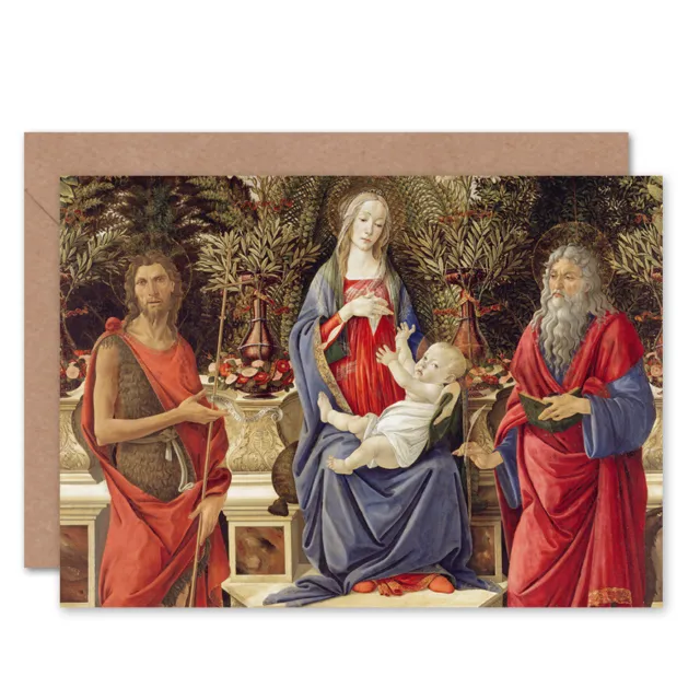 Sandro Botticelli Madonna With Saints Cropped Fine Art Blank Greeting Card