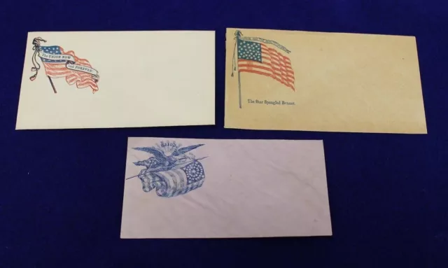 Set of 3 Civil War Era Patriotic Postal Covers