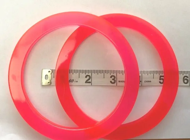 Pair (2) of Circular Shaped Bag Handles for Knitting & Sewing (Fluorescent Pink)