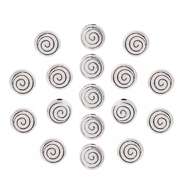 50 cuentas espaciadoras en espiral de plata tibetana de 2 caras para hacer brazaletes de collar