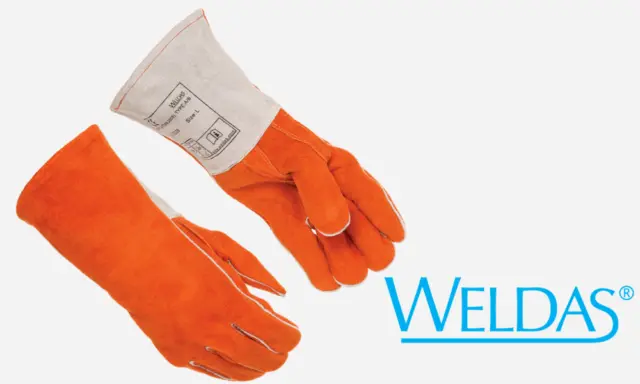 General Purpose Welding Gloves Russet Body Gray Cuff Large Straight Thumb