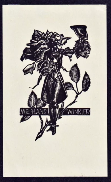 Exlibris Hans Winkler Rose bookplate ex-libris Hedwig zum Tobel