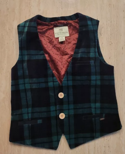 Nwot Scotch Shrunk Boys Classic  Navy/ Green Velvet Vest 8Yr