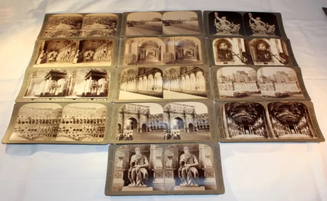 C1900s Job Lot of x 13 Stereoviews Cards Italy Rome by Underwood & Underwood