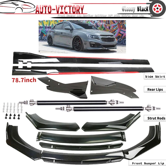 FOR CHEVROLET CRUZE Front Bumper Lip Spoiler Splitter 79" Side Skirts