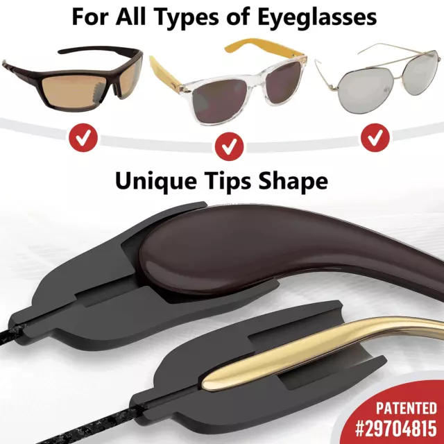 Eye Glasses String Strap Holder No Tail Glasses Adjustable Steel Wire 2 Pcs L 2