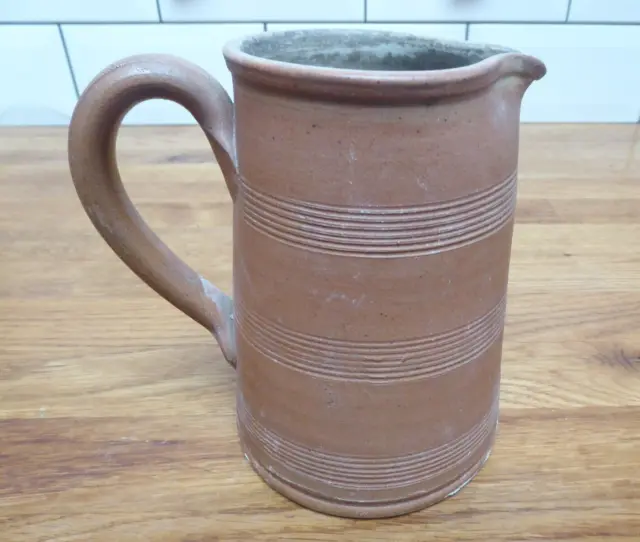 Antique French Gres Du Berry Fait Main Pottery Stoneware Jug