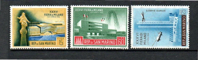 San Marino Mnh 1958 Sg545-547 36Th Milan Fair