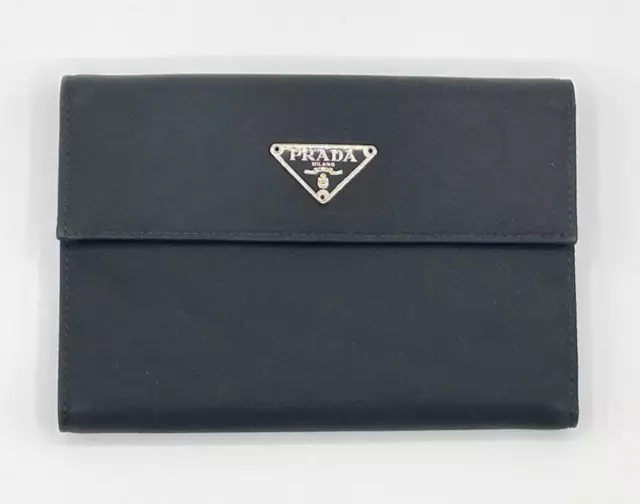 *Rank AB* PRADA Vintage Nylon Tessuto Bifold Wallet Purse Black Authentic