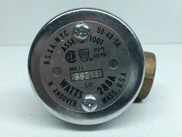 New! (Lot of 3) Watts 288A Brass Anti-Siphon Vacuum Breaker 1/2" (#4549)
