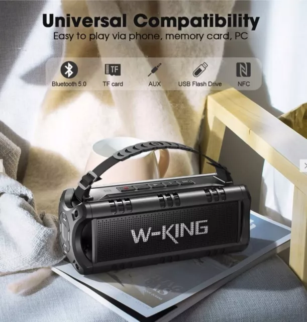 W-KING Bluetooth Speaker, Portable & Waterproof with 24 Hour Battery D8 Mini.