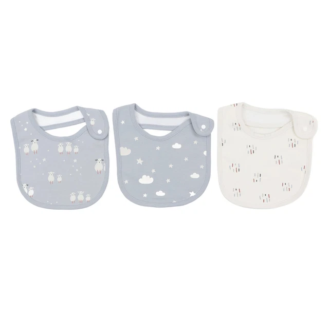 (Lamb)3pcs Baby Drooling Bibs Soft Cotton Water Absorption Infant Drool Bibs
