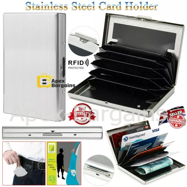 Aluminum Metal Slim Anti-Scan Credit Card Holder RFID Blocking Thin Wallet Case