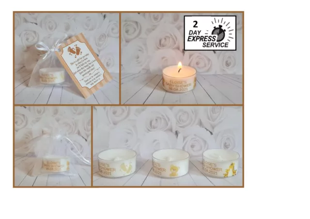 Set di 10 bomboniere per candela baby shower tazza trasparente personalizzata Tealight